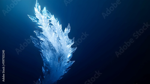 Unique ice formation emerging from deep water showcasing intricate shapes and designs