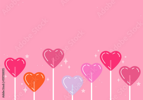 Heart lollipop. Romantic love sugar caramel symbol. candy heart shape. Valentine day celebration. Cute love drawings. Strawberry flavoured candies. 14 February greetings. Lollipop candies