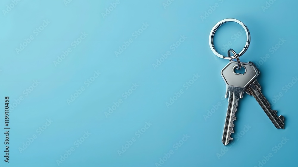 Two keys are on a blue background Two keys are on a blue background