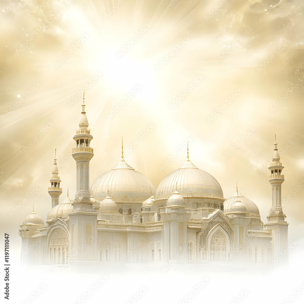Obraz premium Golden Mosque Illustration, Divine Light