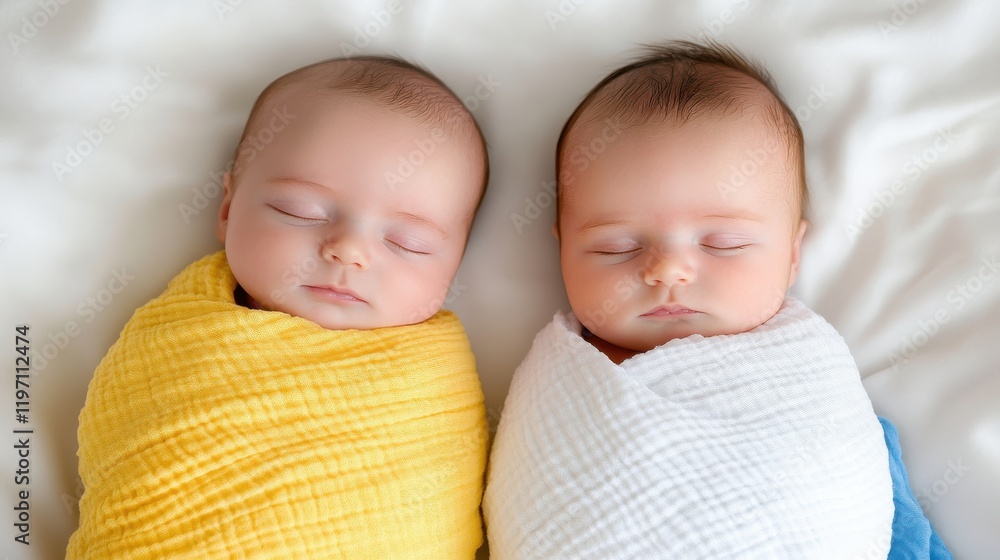 Twin babies peacefully resting in hospital on their birth day Twin babies peacefully resting in hospital on their birth day