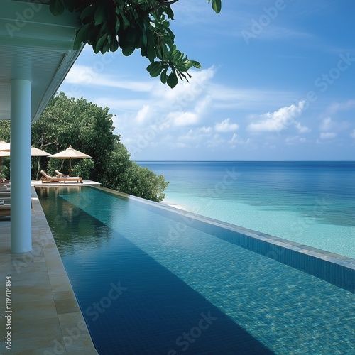 swimming pool in tropical resort