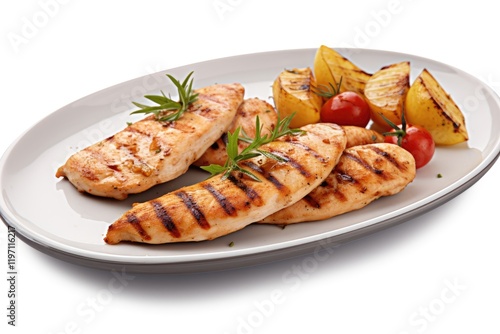 Grilled chicken fillet isolated on a white background
