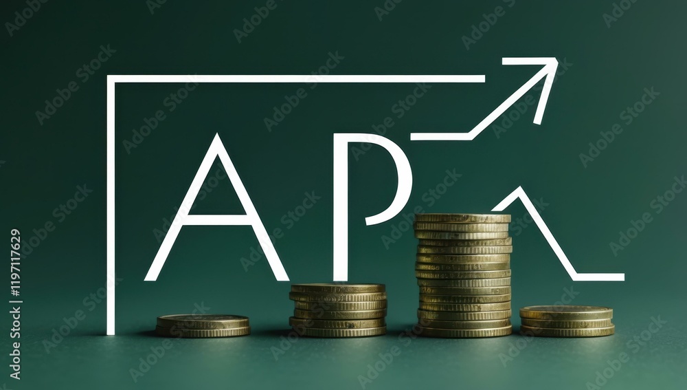 AP text title in center and financial graph return equity investment performance efficiency in forest green white charcoal colors AP text title in center and financial graph return equity investment performance efficiency in forest green white charcoal colors