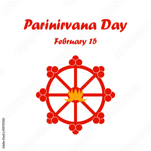 Parinirvana Day, Nirvana Day.15 February. Dharma wheel