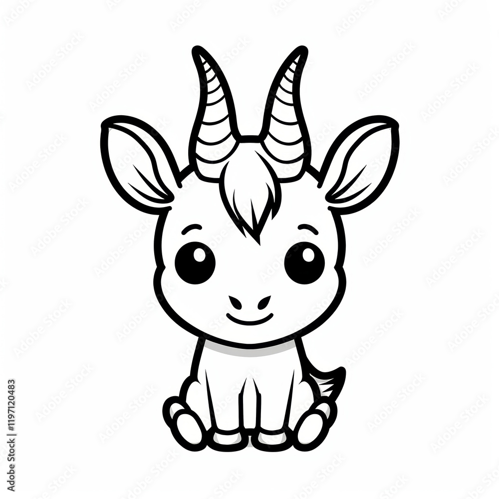 Cute Oryx Vector Logo With Simple Black and White Outline Design Cute Oryx Vector Logo With Simple Black and White Outline Design