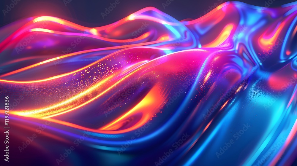 Naklejka premium A colorful wave of fabric with a purple stripe