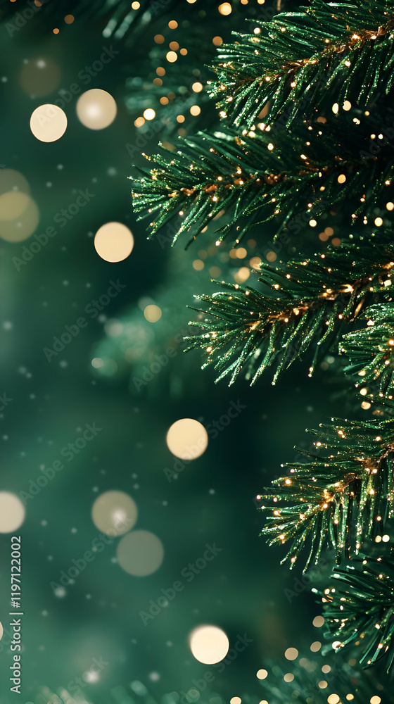 Sparkling Evergreen Branch Background Sparkling Evergreen Branch Background