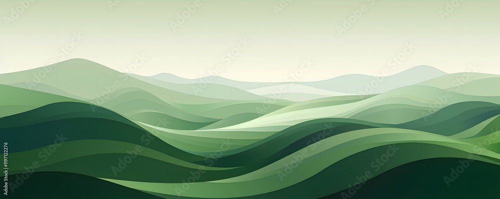 Obraz premium A green hillside with a few trees