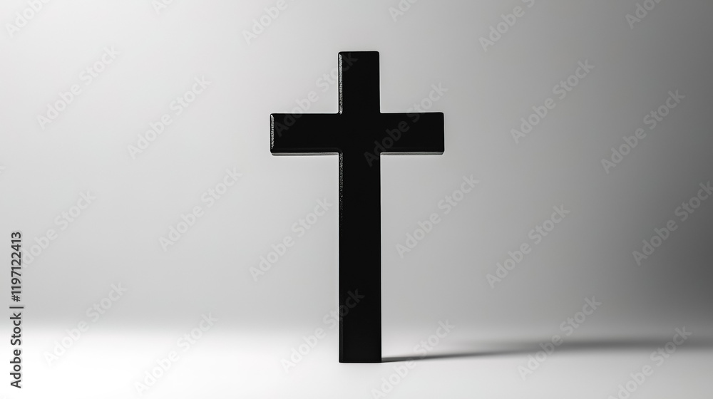 Black cross on a plain white studio background, minimalistic style Black cross on a plain white studio background, minimalistic style