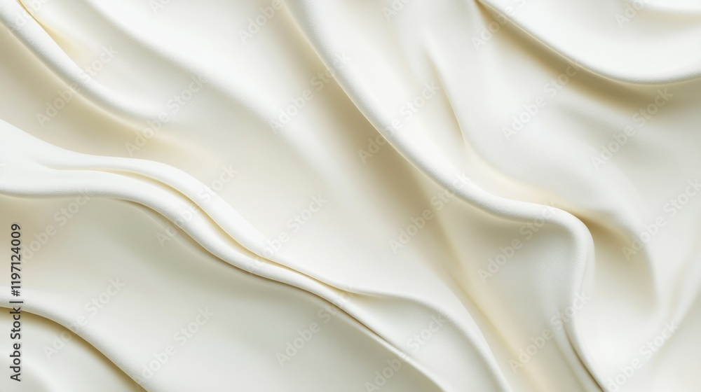 Abstract creamy white satin fabric background, flowing with soft curves and light reflection, full frame Abstract creamy white satin fabric background, flowing with soft curves and light reflection, full frame