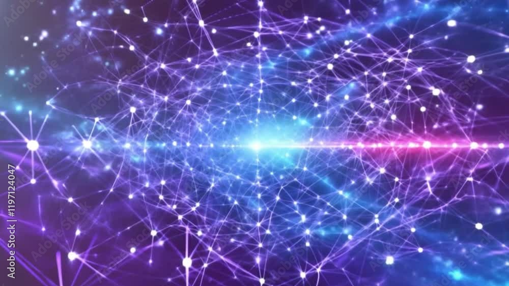 Abstract Network Visualization with Glowing Nodes and Connections – Cosmic Web and Neon Purple-Blue Digital Constellation in a Futuristic Neural Network Design. Abstract Network Visualization with Glowing Nodes and Connections – Cosmic Web and Neon Purple-Blue Digital Constellation in a Futuristic Neural Network Design.