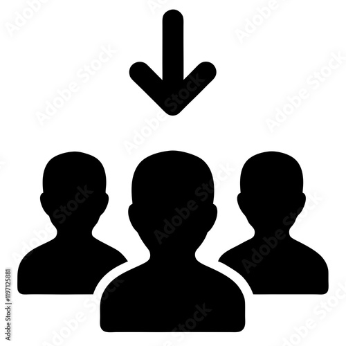 Three people are shown in a line, with the bottom person being the tallest. The top person is looking down, and the bottom person is looking up