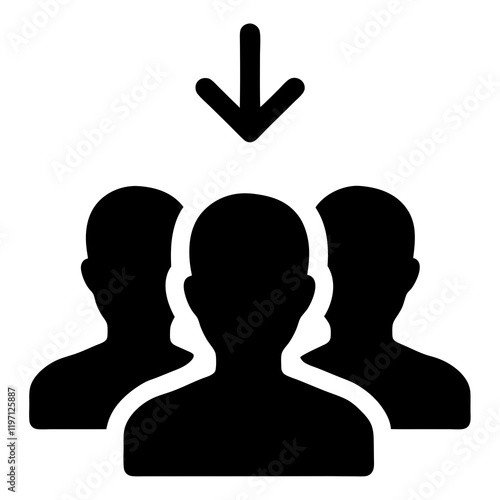 Three people are shown in a line, with the bottom person being the tallest. The top person is looking down, and the bottom person is looking up