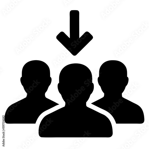 Three people are shown in a line, with the bottom person being the tallest. The top person is looking down, and the bottom person is looking up