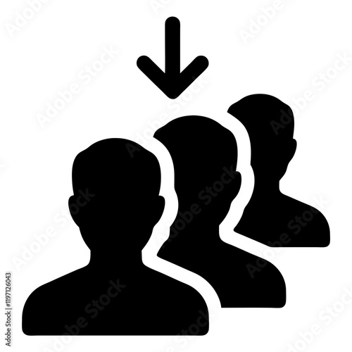Three people are shown in a line, with the bottom person being the tallest. The top person is looking down, and the bottom person is looking up