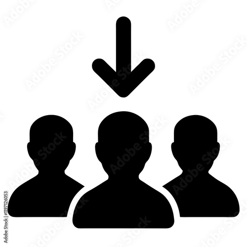 Three people are shown in a line, with the bottom person being the tallest. The top person is looking down, and the bottom person is looking up