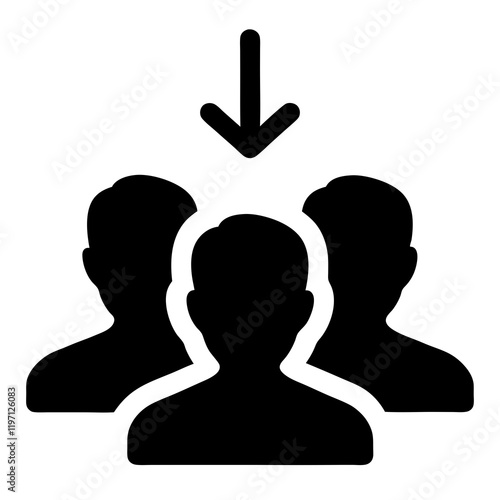 Three people are shown in a line, with the bottom person being the tallest. The top person is looking down, and the bottom person is looking up