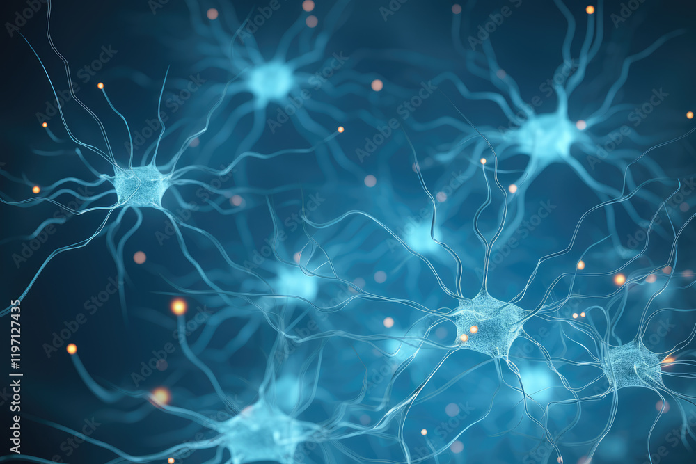 generated illustration of brain with glowing synapses and neural activity generated illustration of brain with glowing synapses and neural activity