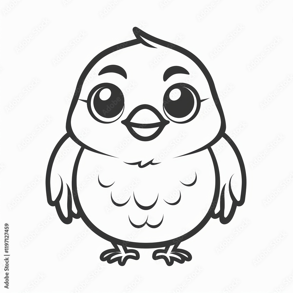 Cute Crow Vector Logo Design With Simple Black and White Outline Cute Crow Vector Logo Design With Simple Black and White Outline