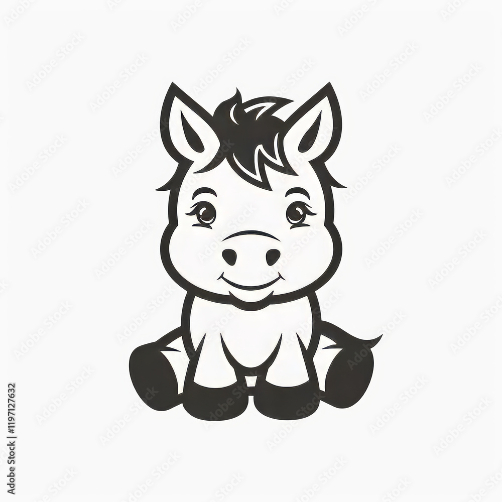 Cute Horse Vector Logo Design Featuring Black and White Outline Cute Horse Vector Logo Design Featuring Black and White Outline