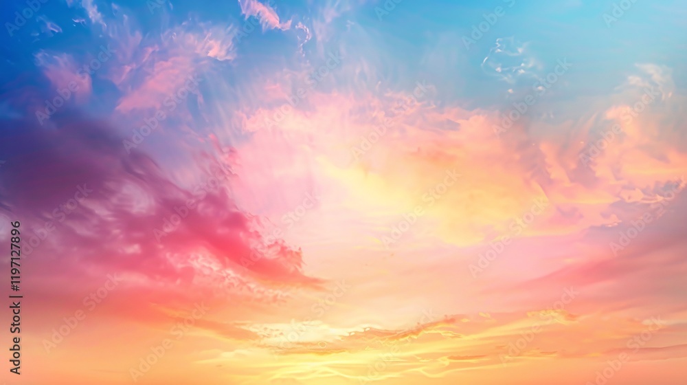 Fototapeta premium A beautiful sky with a pink and orange sunset