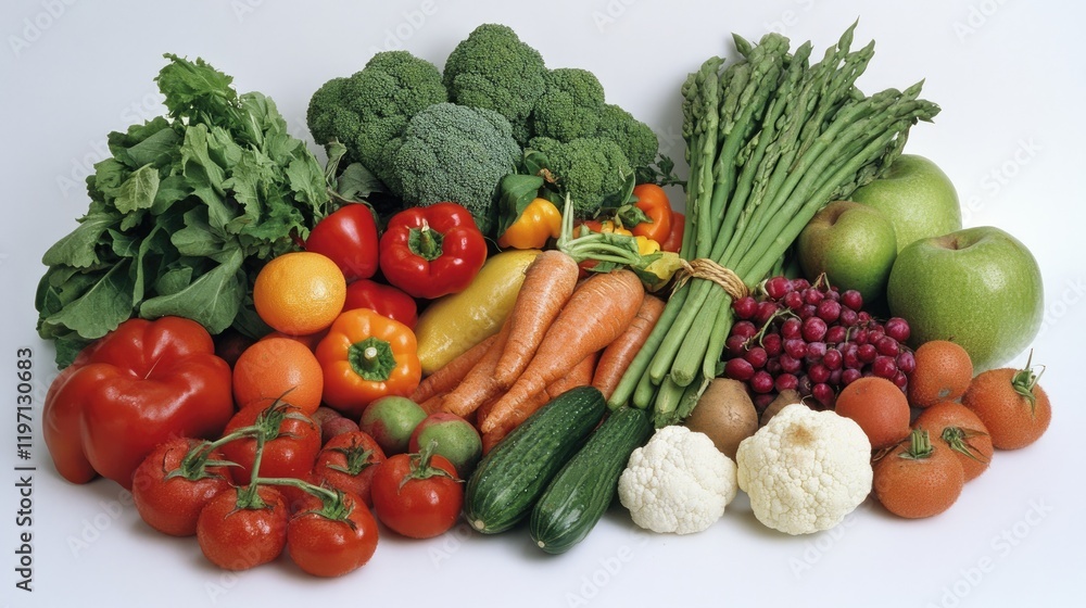 A variety of wholesome, fresh foods, emphasizing the health benefits of a nutritious diet for overall well-being, with an array of vibrant fruits, vegetables, and grains A variety of wholesome, fresh foods, emphasizing the health benefits of a nutritious diet for overall well-being, with an array of vibrant fruits, vegetables, and grains