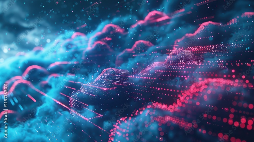 Digital data processing in the virtual cloud abstract background Digital data processing in the virtual cloud abstract background