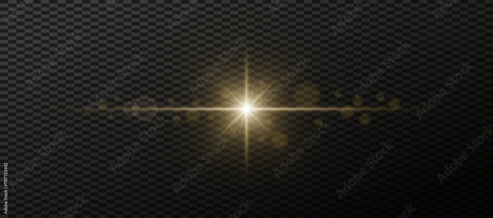 Star light effect isolated. Glare of light yellow sunshine ray vector Star light effect isolated. Glare of light yellow sunshine ray vector