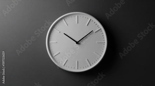 Wallpaper Mural Minimalist White Wall Clock on Dark Grey Background: A Study in Time and Simplicity Torontodigital.ca