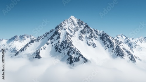 Wallpaper Mural Majestic snow capped mountain peaks rising above a sea of clouds Torontodigital.ca