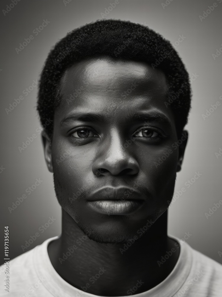 Obraz premium African-American male model black and white photo