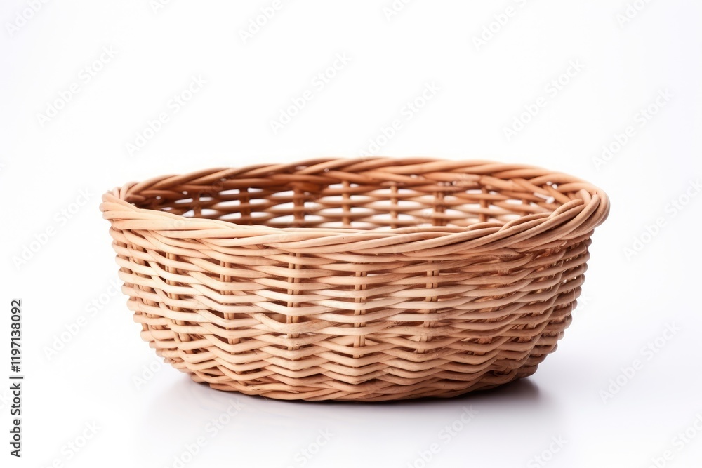Obraz premium Handcrafted wicker basket on white background