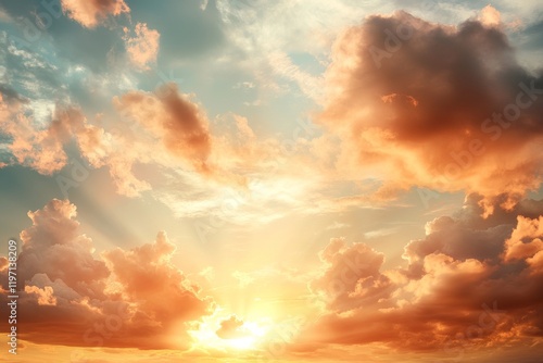 Beautiful sunset with colorful clouds at dusk over a serene landscape