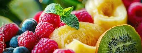 close-up of a healthy fresh organic fruits and vegetables