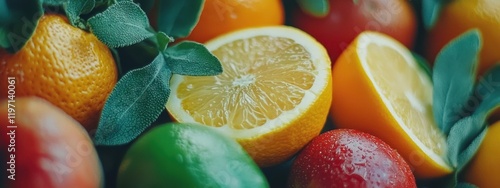 close-up of a healthy fresh organic fruits and vegetables