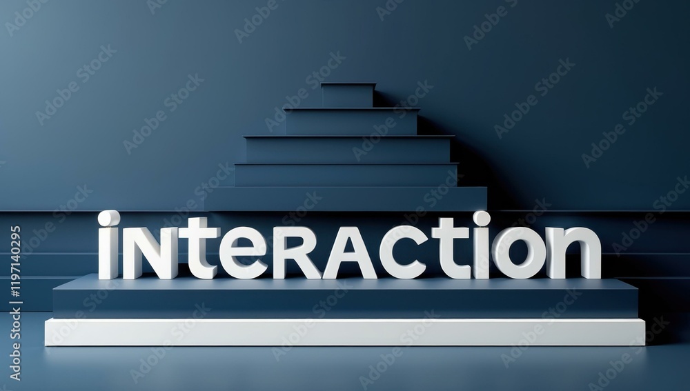 INTERACTION text title in center and layers foundation base stage level operate in slate white navy colors INTERACTION text title in center and layers foundation base stage level operate in slate white navy colors