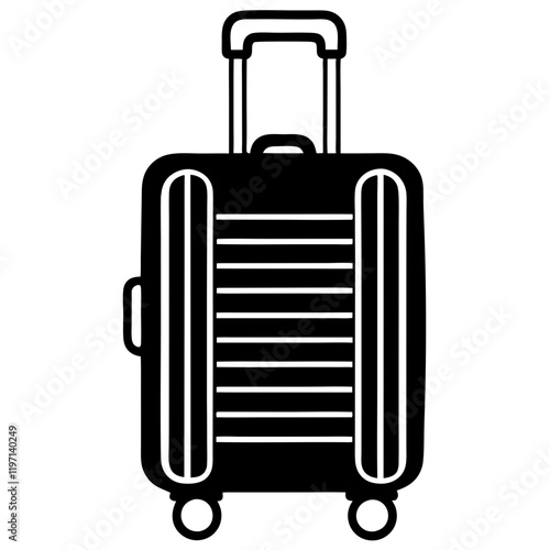 Suitcase black outlines icon vector illustration