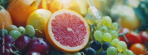 close-up of a healthy fresh organic fruits and vegetables