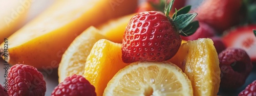 close-up of a healthy fresh organic fruits and vegetables