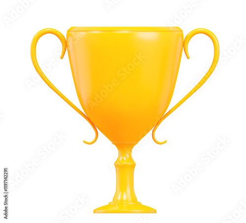 3d realistic yellow trophy cup. Stock vector illustration on isolated background.	