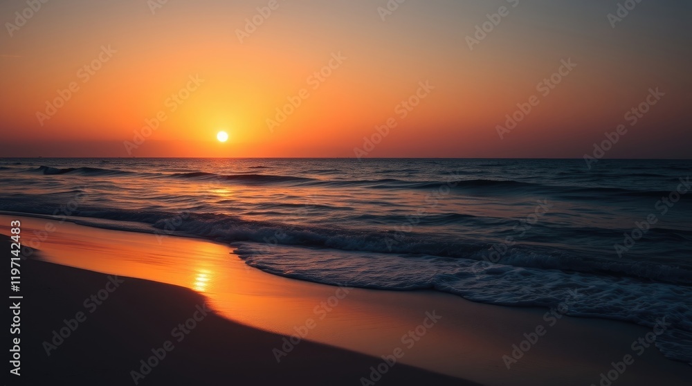 Fototapeta premium beach and sea scene in warm golden hues, creating a radiant and luxurious atmosphere with deep shadows for