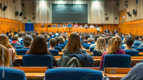 Wallpaper Mural A large group of people are sitting in a classroom Torontodigital.ca