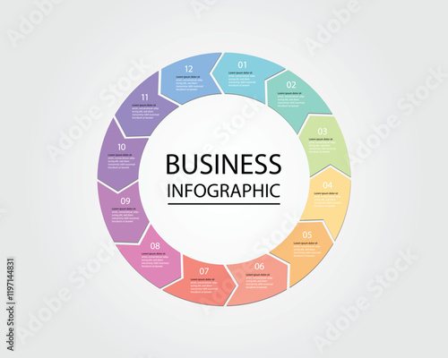 Business Infographic modern design template for banners and infographics for 12 circle arrow step