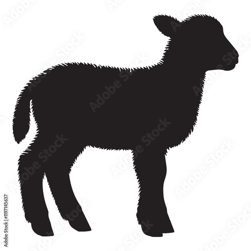 Sheep standing silhouette vector illustration, Ovis aries clipart Design