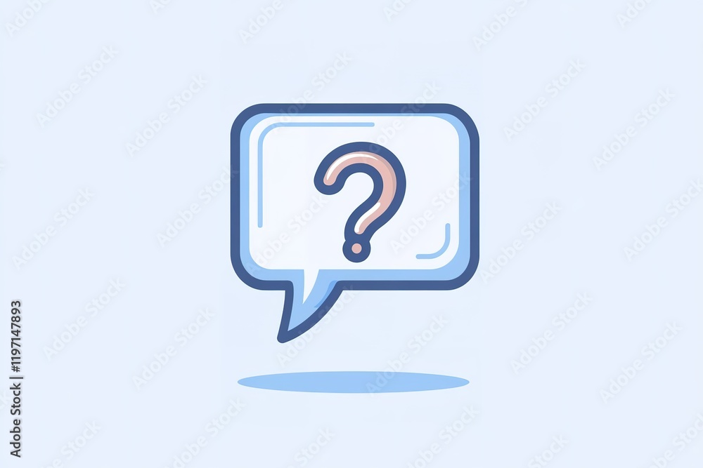 A question mark in a speech bubble, signifying inquiry, query, or question and answer concepts.