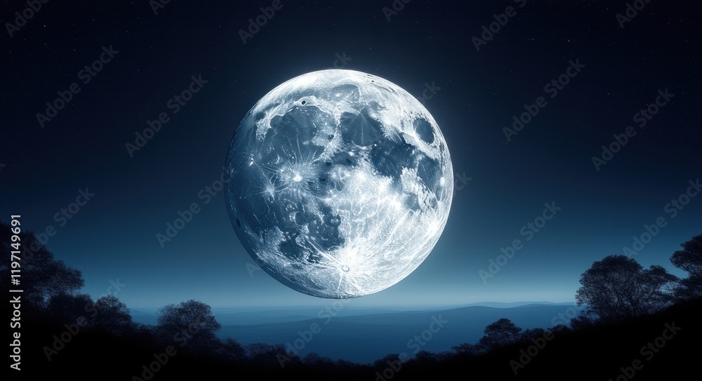 Fototapeta premium Lunar Elegance: Craters Under the Starlit Sky.