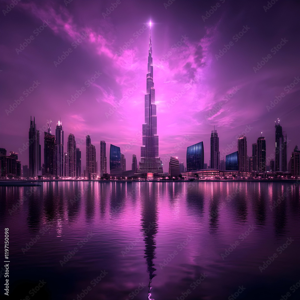 Obraz premium Purple Cityscape Illustration