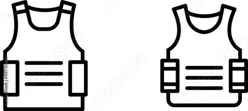 "Bulletproof Vest Vector Icon Representing Personal Protection, Safety Gear, Defense Equipment, and Security Apparel"