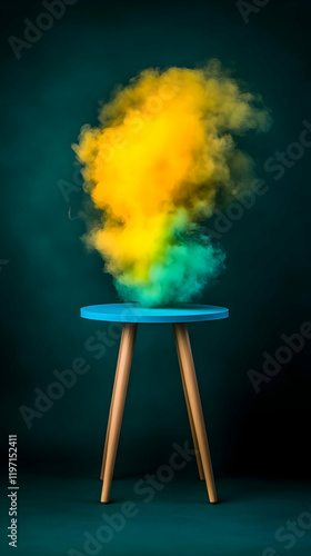 Abstract Background Illustration Yellow Green Smoke Table